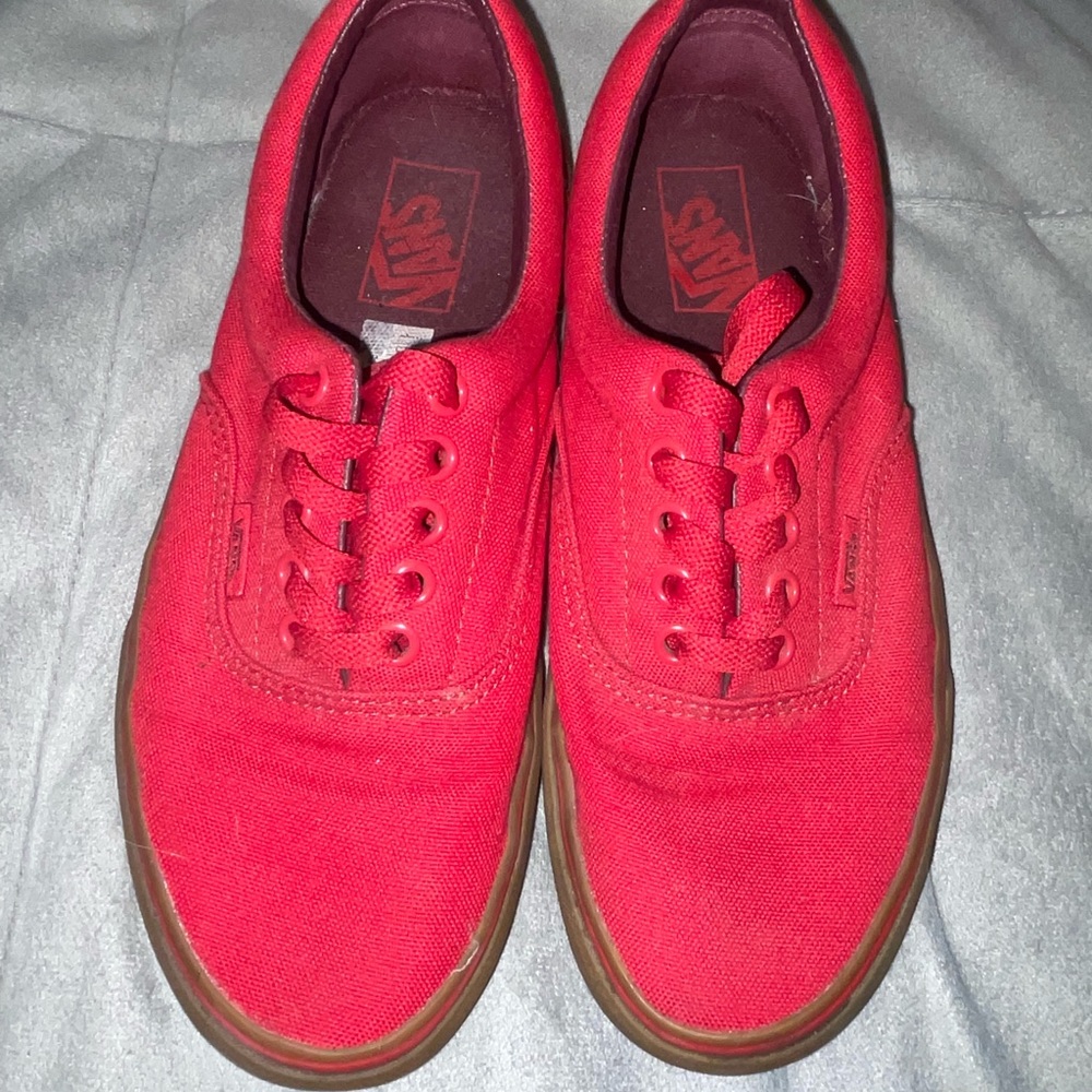 Red vans with gummy sole